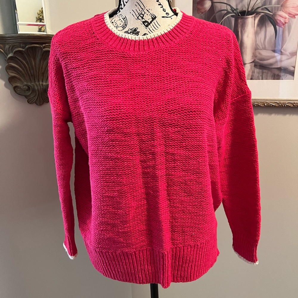 JCrew Pink Linen Beach Sweater